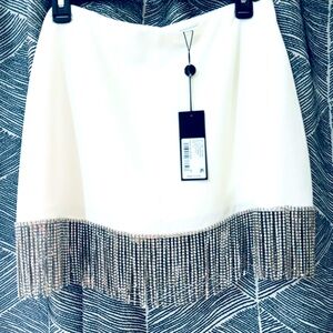Brand New Gianni Bini white with silver rhinestone fringe skort!